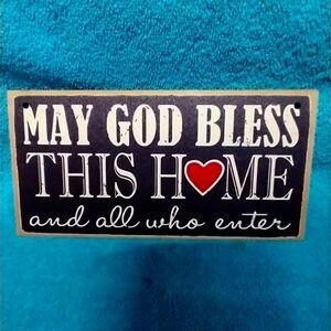 Inspirational Home Sign with Heart Wood